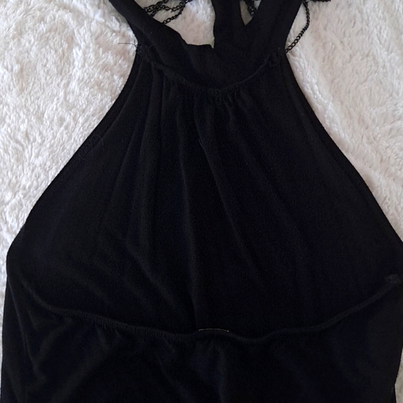 Celine by Champion Classy Black Halter Top with 3 Chains built in Size Med - Picture 3 of 5